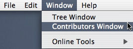 selecting the Contributors Window